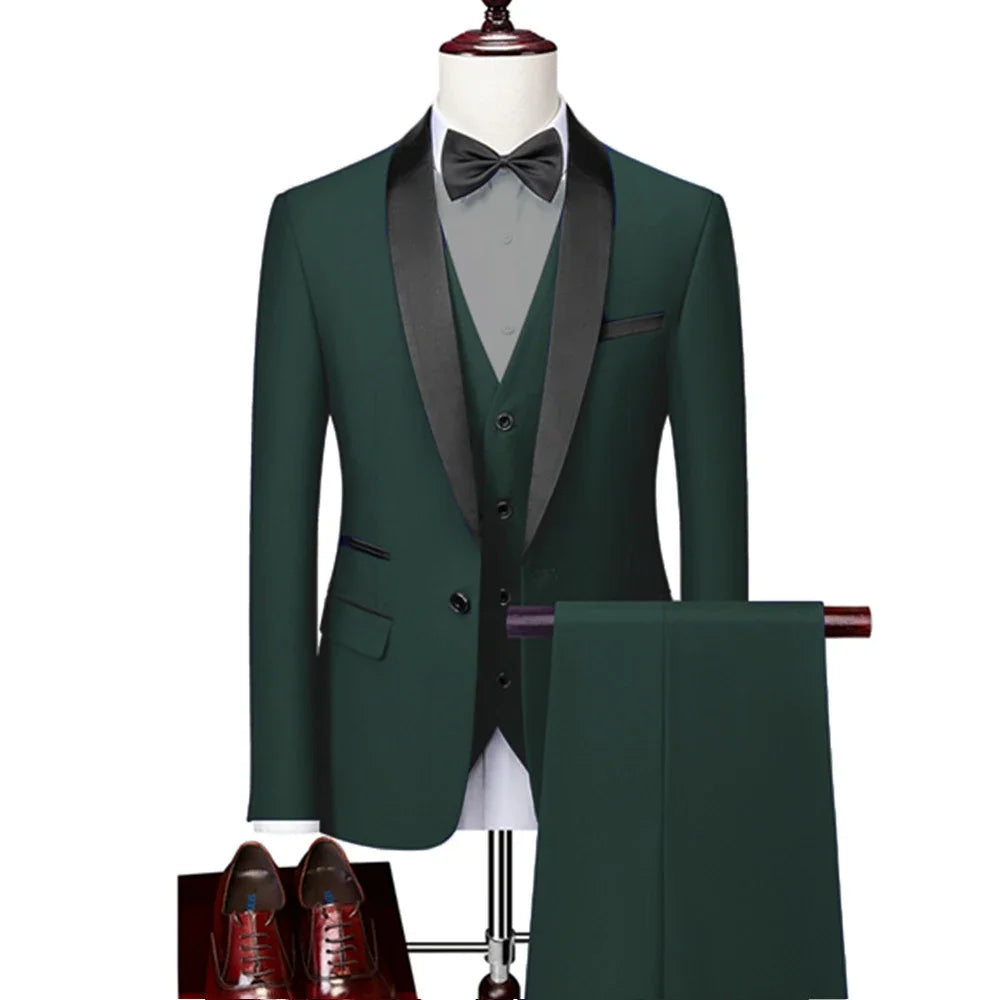 DORCHESTER® Men’s Skinny 3-Piece Tuxedo Suit – Ultimate Formal Elegance for Weddings, Proms, and Special Occasions