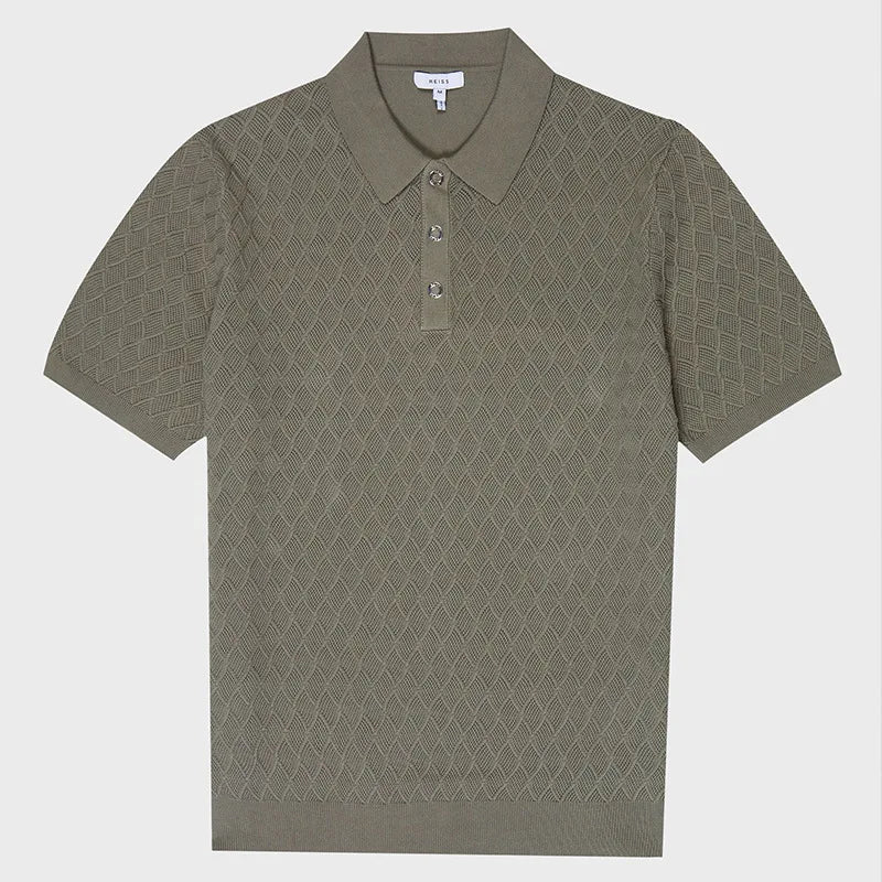ROCHESTER® 2024 Summer Men's Slim Knit Polo Shirt with Turn-Down Collar and Buttoned Detail