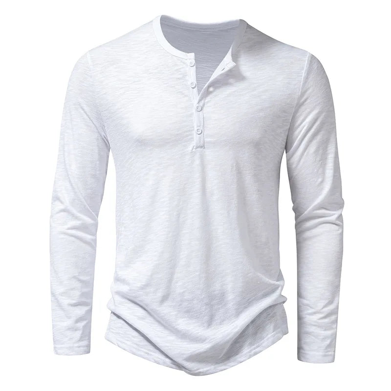 HASSAN® Cotton Button Henley neck Shirt