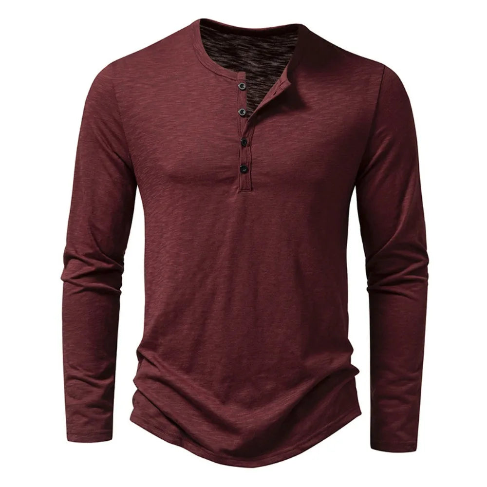 HASSAN® Cotton Button Henley neck Shirt