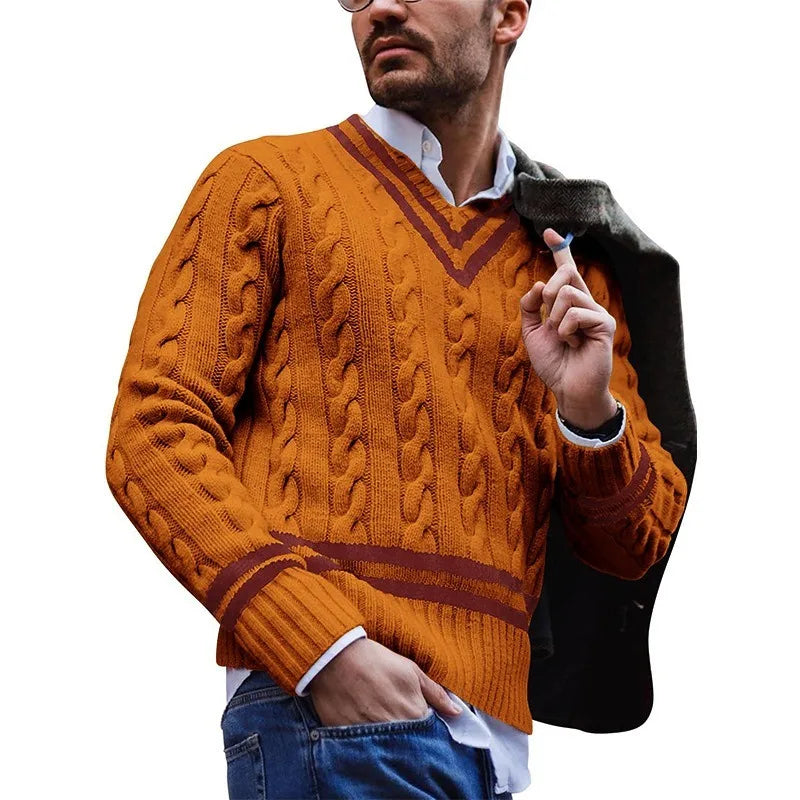 ALDERBROOK® V-Neck Striped Knit Sweater
