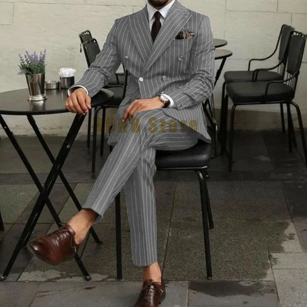 EDUARD® Men's Two Piece Double-Breasted Slim-Fit Suit