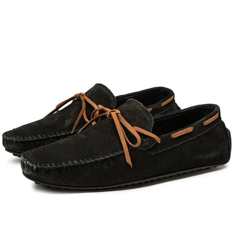 VANDOR® Summer Breeze Men’s Leather Loafers – Breathable Green Casual Shoes for Daily Comfort