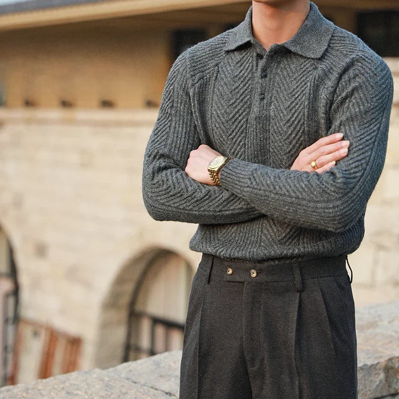 MERINOIS® Autumn/Winter Thickened Knitted Lapel Sweater for Men