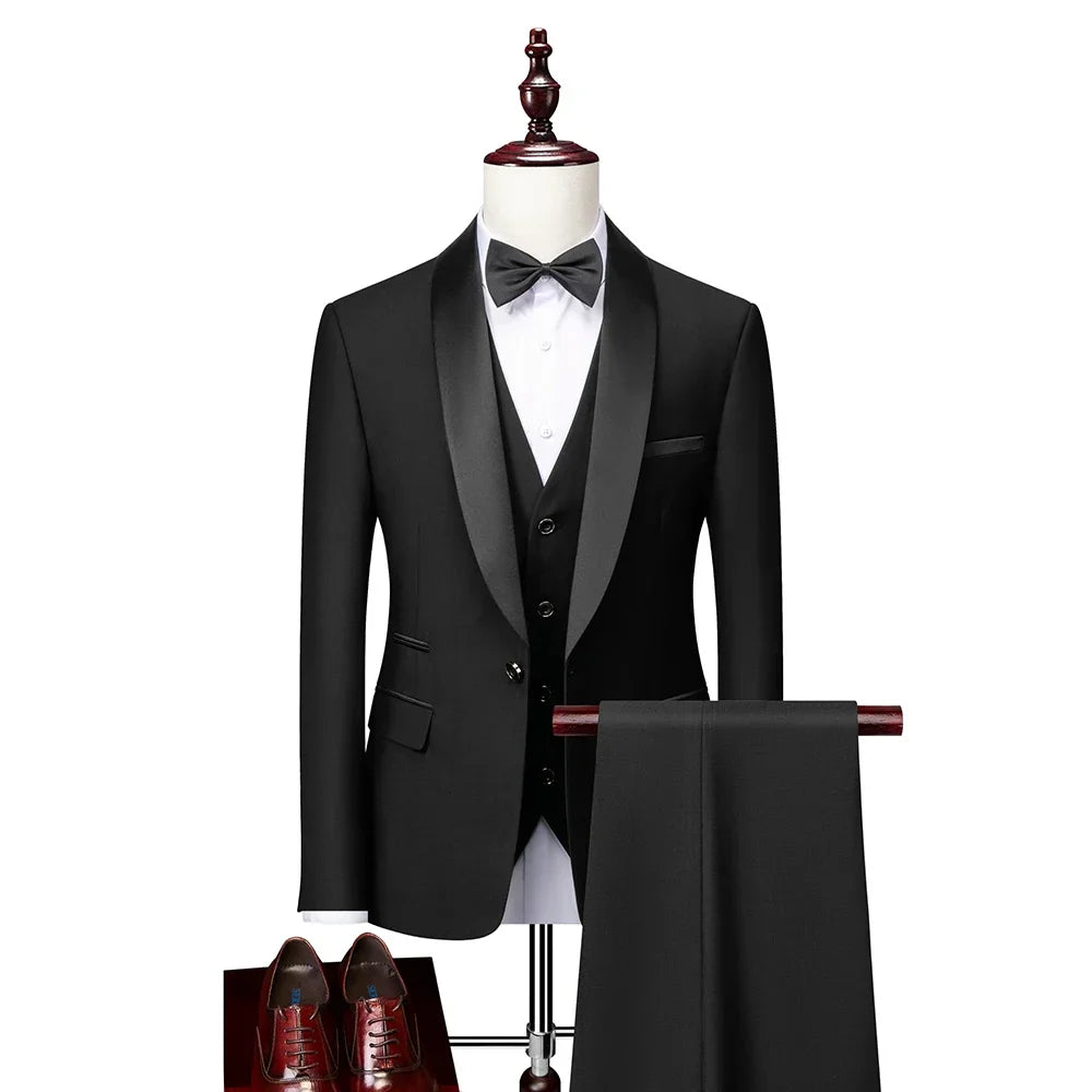 DORCHESTER® Men’s Skinny 3-Piece Tuxedo Suit – Ultimate Formal Elegance for Weddings, Proms, and Special Occasions
