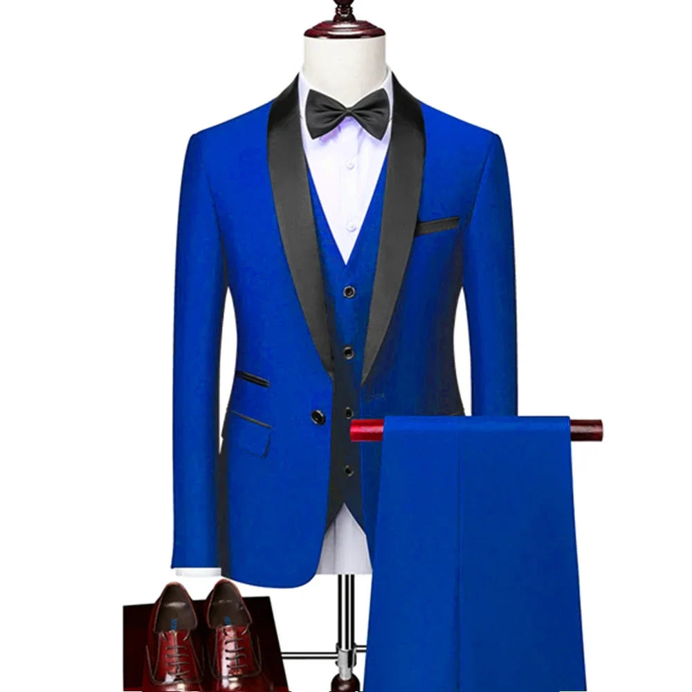 DORCHESTER® Men’s Skinny 3-Piece Tuxedo Suit – Ultimate Formal Elegance for Weddings, Proms, and Special Occasions
